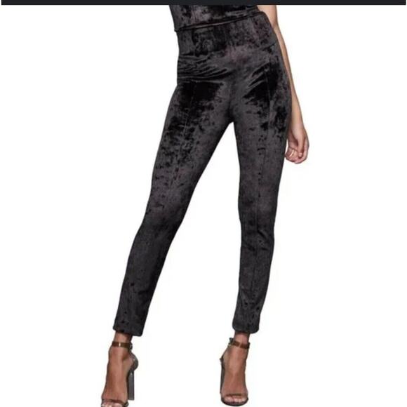 Good American Black Velour Pants Disco Boss Skinny Womens 2XL 6 Velvet 1615 NWOT - Picture 1 of 11